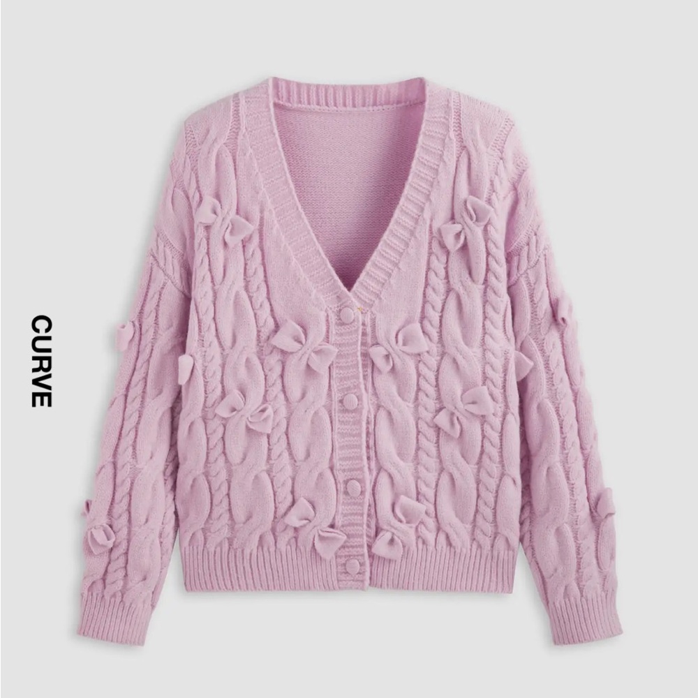 Cider Pink Cardigan with Bow Accents